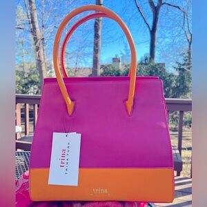 Trina Turk Pink and Tangerine Handbag, Vegan Leather, NWT! 😃